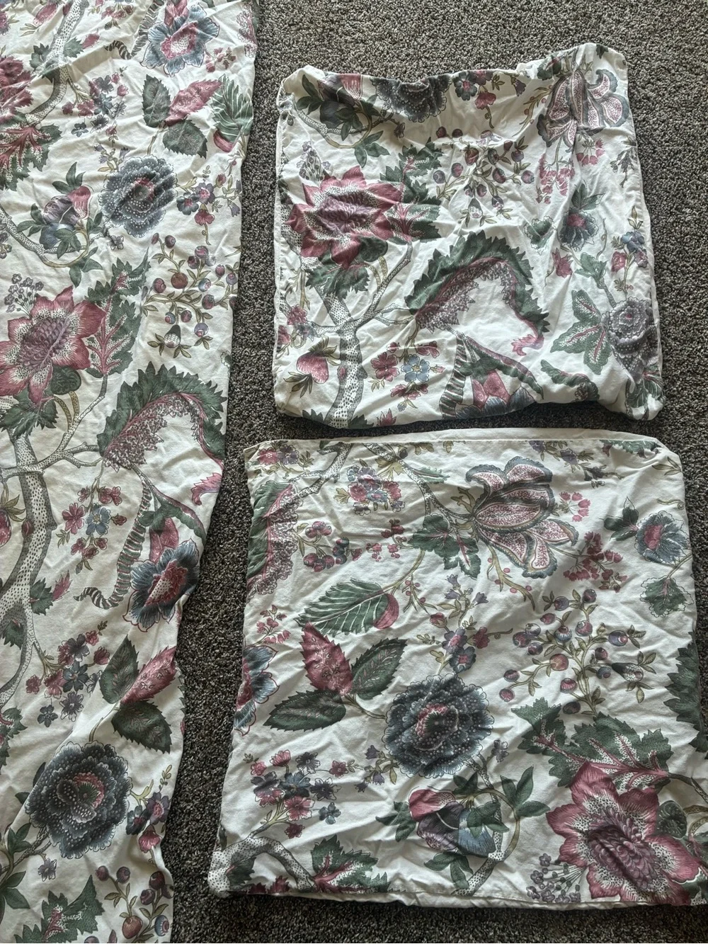 Rare Pottery Barn Resi Floral Queen 3 Piece Duvet Set Palampore